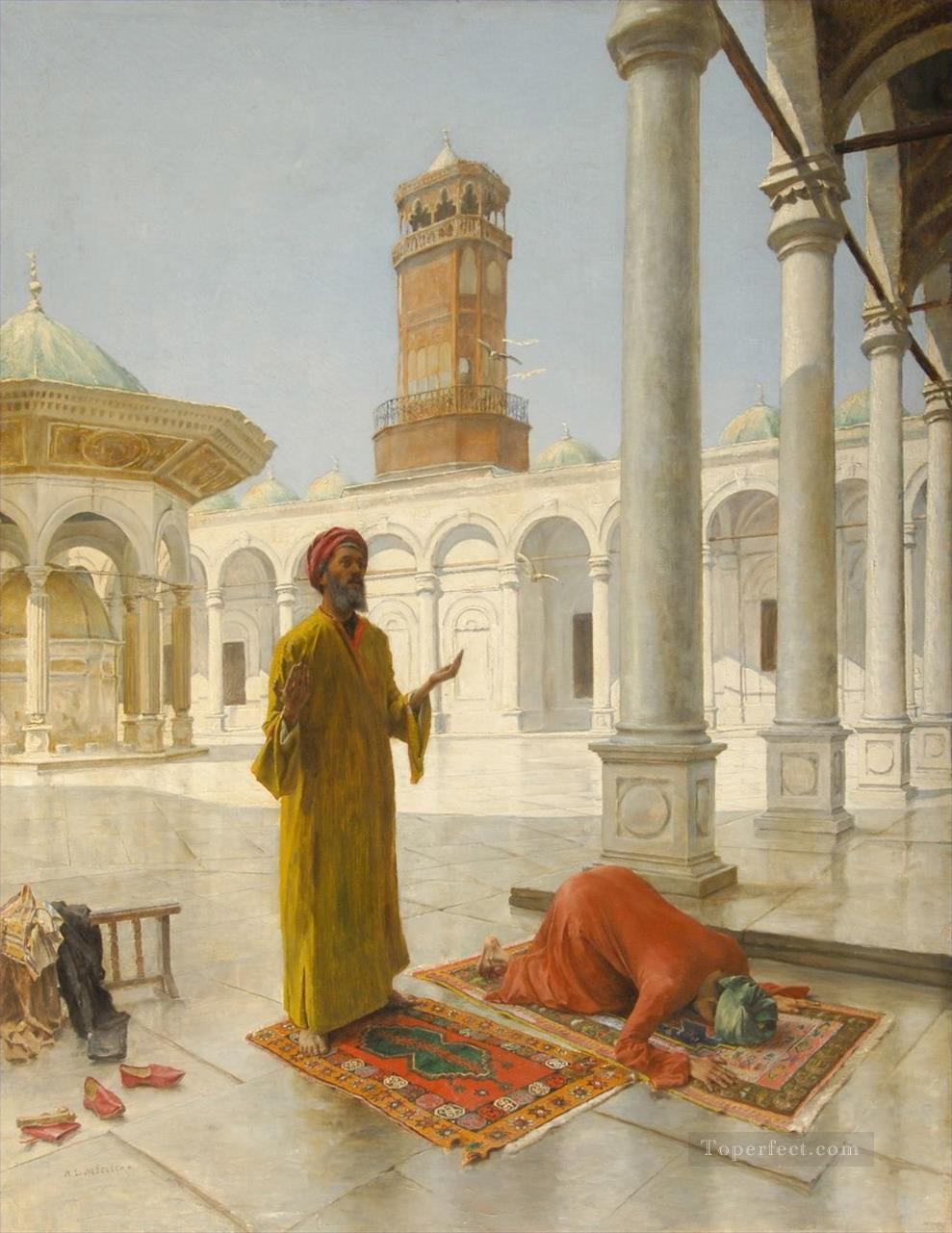 Prayer at the Muhammad Ali Mosque Cairo Alphons Leopold Mielich Orientalist scenes Oil Paintings